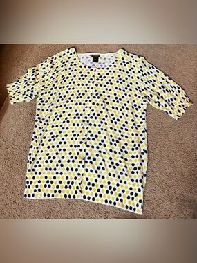 Ann Taylor Short-Sleeve Polka Dot Cardigan - Yellow & Black on White